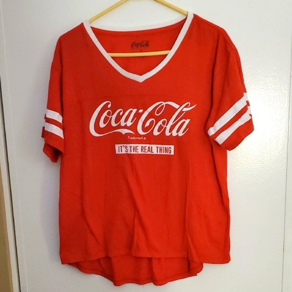 Coca Cola Tops - Coca-Cola Red V-Neck Tee with White Accents
